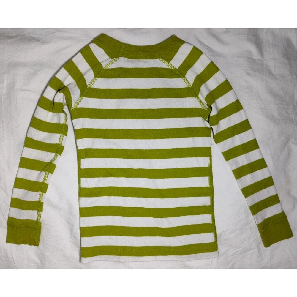 Hanna Andersson Sz 4 Boy Long Sleeve Grinch Pajama‎ Top Green Stripe Organic 100